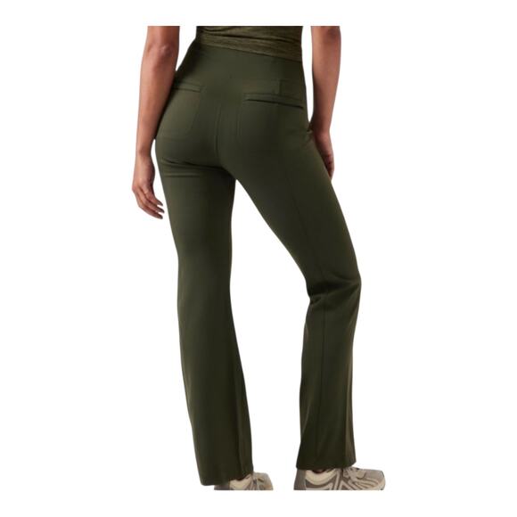 Athleta Delancey Straight Leg Flat Front Pants‎ Green Women's Size Medium NWT - Picture 3 of 14